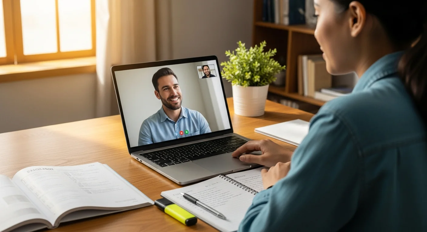 Englisch-Einzelnachhilfe online per Videoanruf am Laptop